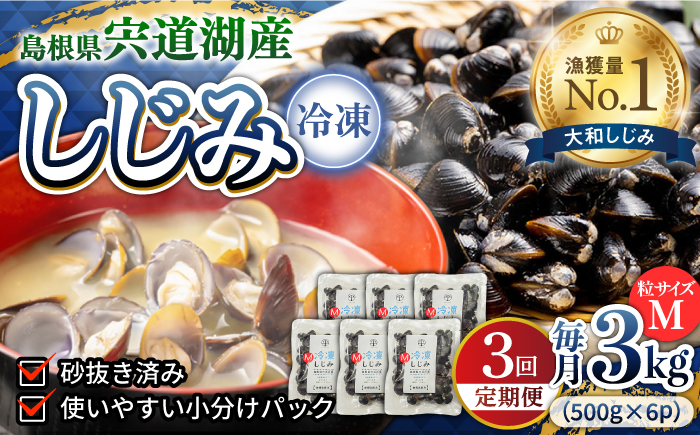 【全3回定期便】食べる分だけさっと使える！宍道湖産 冷凍大和しじみ (M)500g×6袋 島根県松江市/平野缶詰有限会社 [ALBZ033]