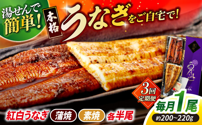 【3回定期便】うなぎ老舗専門店のパリっとふっくら 紅白うなぎ 蒲焼・素焼半身　(真空パック/秘伝のタレ・藻塩付き) 島根県松江市/株式会社山美世商会 [ALDC016]