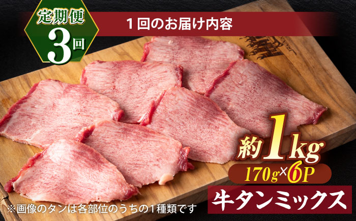 【全3回定期便】焼肉の常識を覆す！店主渾身の隠れ絶品 しまね和牛タンミックス 計約3.0kg　焼肉 牛タン 部位おまかせ ミックス 島根県松江市/株式会社O.R.C [ALEF035]