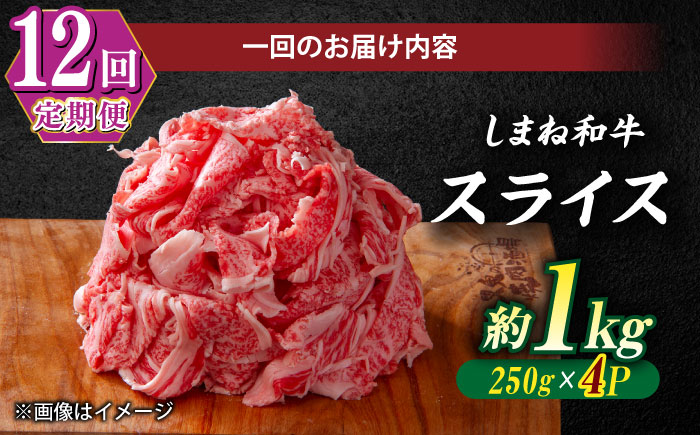 【全12回定期便】極上厳選！受賞歴多数 しまね和牛 スライス(1kg) 島根県松江市/株式会社O.R.C [ALEF073]