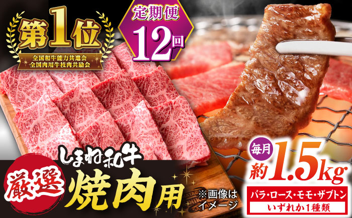 【全12回定期便】極上厳選！受賞歴多数 しまね和牛 焼肉 計18.0kg 島根県松江市/株式会社O.R.C [ALEF089]