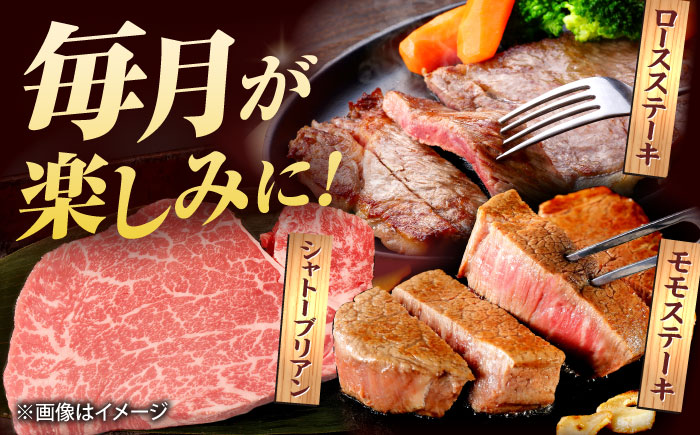 【全6回定期便】【ブランド牛・しまね和牛】豪華ステーキの3種セット（モモステーキ・ロースステーキ・シャトーブリアン）計3.36kg　島根県松江市/Do corporation株式会社 [ALFU047]