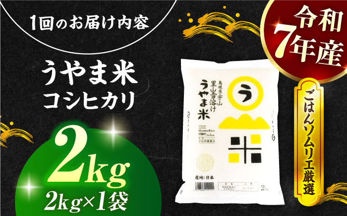 【令和7年産】【3回定期便】島根県産「うやま米 コシヒカリ（雲南市吉田町）」2kg（2kg×1）島根県松江市/有限会社藤本米穀店 [ALCG059]