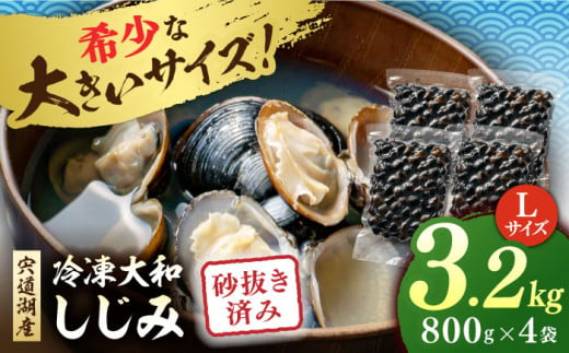 宍道湖産 冷凍大和しじみ 砂抜き済 Lサイズ800g×4袋(3.2kg) 島根県松江市/しじみ市場株式会社 [ALDK004]