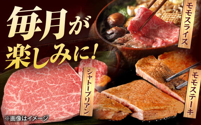 【全3回定期便】【ブランド牛・しまね和牛】ちょうどいいサイズの3種月替わり食べ比べコース（モモステーキ・モモスライス・シャトーブリアン）各400g　島根県松江市/Do corporation株式会社 [ALFU044]