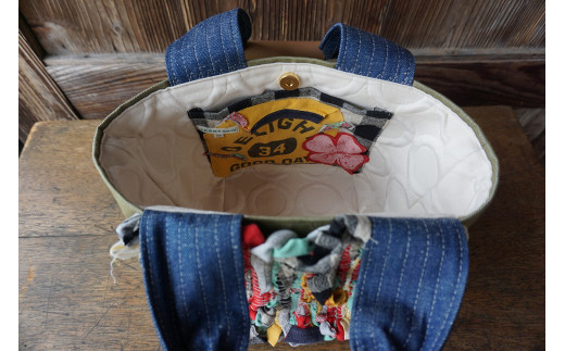 【想い出の布でお作りする世界に1つのomoide bag】裂き織り スクエア トートバック 想い出 島根県松江市/covaci MAJIBON [ALAR002]