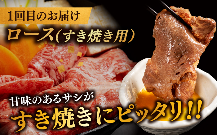 【3回定期便】最高級品質の和牛肉！しまね和牛3回コース(ロースすき焼き・サーロインステーキ・訳ありサイコロステーキ) ブランド牛 焼肉 モモ バラ肉 冷凍 人気 島根県松江市/有限会社宮本食肉 [ALCV006]