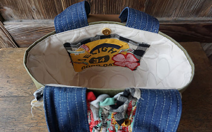 【想い出の布でお作りする世界に1つのomoide bag】裂き織り スクエア トートバック 想い出 島根県松江市/covaci MAJIBON [ALAR002]