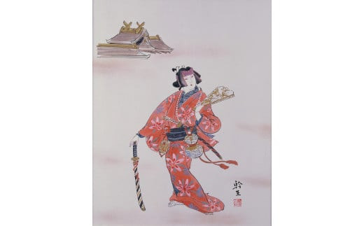 園山幹生　リトグラフ　「出雲の阿国と出雲大社 II」