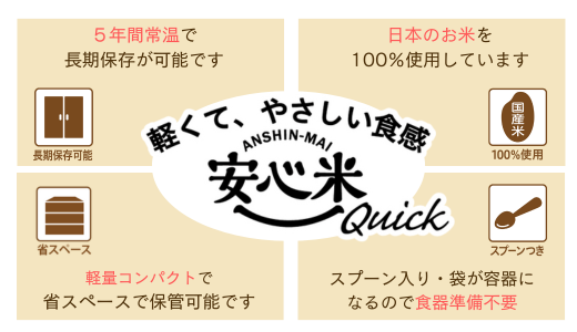 非常食 7日分【安心米クイック】/調理5分/防災 備蓄 長期保存 アルファ化米/食物アレルギー対応【2_6-016】