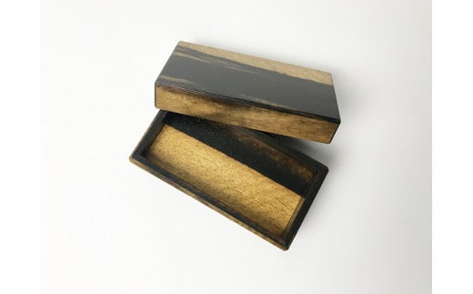 黒柿　二段箱　几帳面