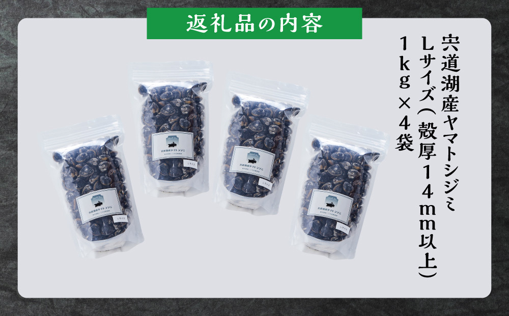 漁師直送！宍道湖産ヤマトシジミ・Lサイズ冷凍4kg