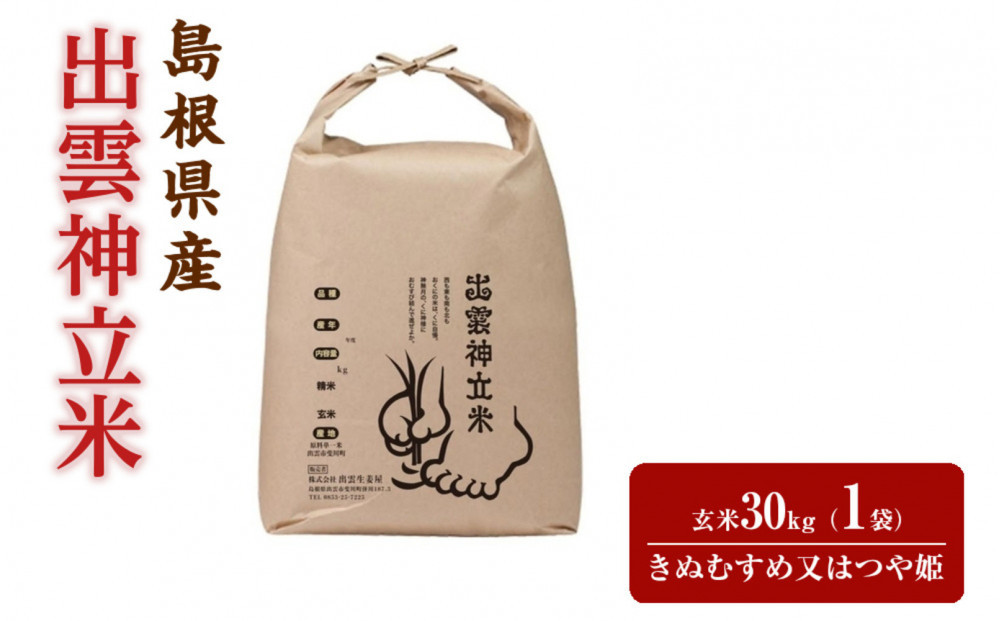 【2026年9月中旬以降発送】出雲神立米（つや姫 または きぬむすめ） 玄米30kg　【品種選択不可】