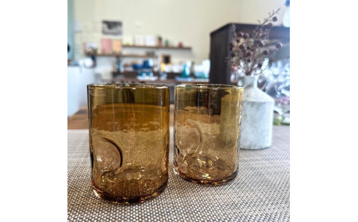 おやゆびグラス（アンバー）小２個セット