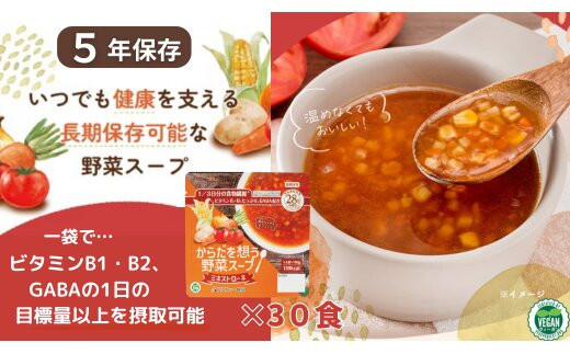 【からだを想う野菜スープ】ミネストローネ30食セット/レトルト/食物アレルギー対応/長期保存/防災食