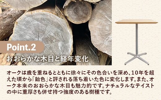 60cm×60cmオーク無垢カフェテーブル 脚カラーブラック【木製 テーブル オーク 無垢材 温かみ 国産 シンプル おしゃれ 家具 インテリア 島根県 安来市】【160-AW-15-3】