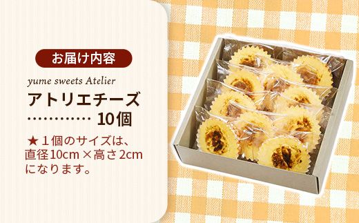 アトリエチーズ10個入り【チーズケーキ ケーキ クリームチーズ 美味しい おやつ お菓子 スイーツ ギフト 贈り物 おもてなし ご自宅用 島根県 安来市】【16-YA-07】