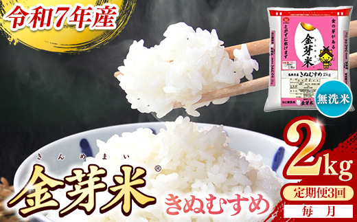 【定期便】BG無洗米・金芽米きぬむすめ 2kg×3ヵ月 （毎月）【令和7年産 3ヶ月 時短 健康 米 BG 無洗米 計6kg 島根県産 新生活応援 お試し 節水 時短 アウトドア キャンプ 東洋ライス 健康 島根県 安来市】【価格改定XA】【21-SS-58】
