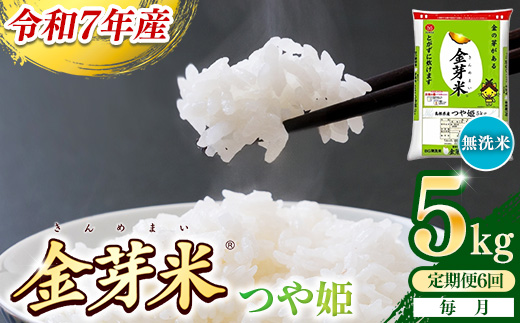 【定期便】BG無洗米・金芽米つや姫 5kg×6ヵ月 （毎月）【令和7年産 6ヶ月 時短 健康 米 BG 無洗米 計30kg 精米 半年間 島根県産 節水 アウトドア キャンプ 東洋ライス おすすめ 島根県 安来市】