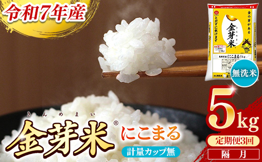 【定期便】BG無洗米・金芽米にこまる 5kg×3回 （隔月）計量カップ無し【令和7年産 2ヶ月に1回 6ヶ月 計15kg 東洋ライス 健康 島根県 安来市】