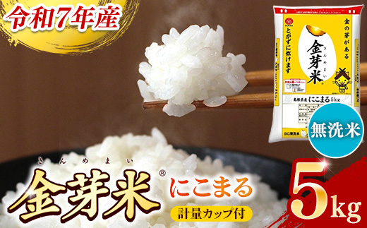 BG無洗米・金芽米にこまる 5kg 計量カップ付き【令和7年産 時短 健康 うまみ 甘み 栄養 おいしい やわらかい ふっくら ビタミン ミネラル 島根県 安来市】【価格改定XA】