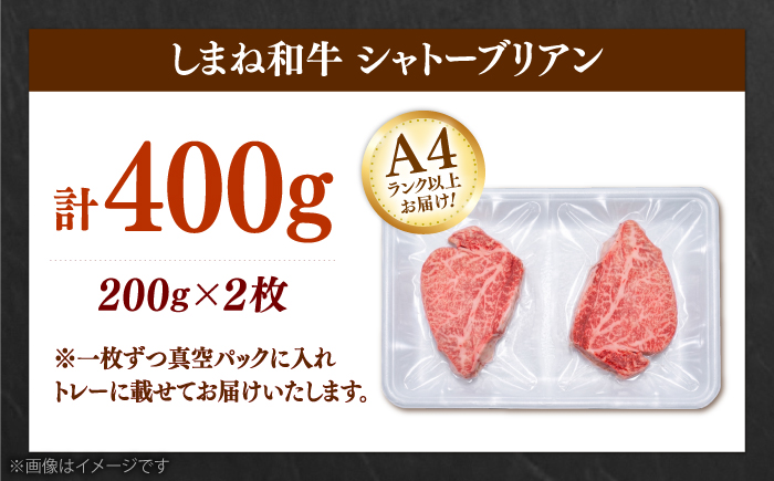 【月10個限定】A4ランク以上 しまね和牛シャトーブリアン 200g×2枚 島根和牛 ブランド牛 ヒレ 牛肉 島根県雲南市/有限会社宮本食肉店 [AIDQ008]