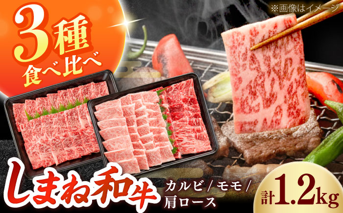 しまね和牛 3種の焼肉セット（カルビ400ｇ/モモ400ｇ/肩ロース400g）和牛 牛肉 赤身 焼肉 セット / 島根県雲南市 / フジキコーポーレーション株式会社 [AIEA008]
