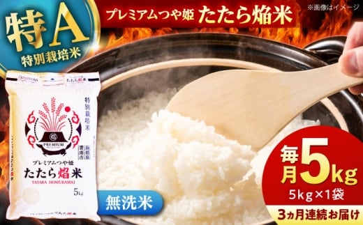 【無洗米】【全3回定期便】令和7年産 プレミアムつや姫「たたら焔米」5kg むせんまい 無洗米 精米 令和7年度 つや姫 5kg 特産品 5kg無洗米 コメ 米 国産 無洗米ごはん 米 お米 おこめ ごはん おにぎり ムセンマイ 白米 産地直送米 防災 ブランド米 便利 お取り寄せ グルメ ご当地米 5キロ 5kg 5キロ 定期便 毎月 3回 島根県雲南市/有限会社藤本米穀店 [AIDB144]