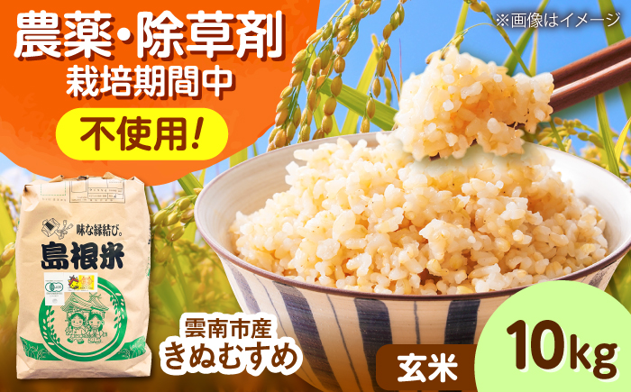 【有機JAS認定】令和7年産 玄米 雲南市産きぬむすめ 10kg 島根県雲南市/佐藤ファーム ｜玄米 コメ 有機栽培 完全無農薬 美味しまね認証 [AIEO007]