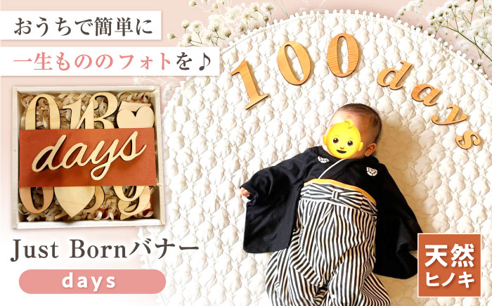 JustBornバナー【days】 木製 お祝い 出産祝い 記念日 雑貨  / 島根県雲南市 / Wood Party [AIAI006]