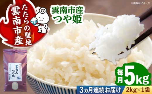 お米【全3回定期便】雲南市産つや姫 5kg つやひめ 米 こめ おこめ はくまい 白米 精米 コメ 5キロ 使いやすい ごはん ご飯 おにぎり お弁当 朝ごはん 便利 朝食 食卓 主食 グルメ おいしい ふっくら もちもち ストック 冷めても美味しい 国産 新生活 一人暮らし 家族 ご当地 ごはんソムリエ 特A おすすめ 人気 定期便 島根県雲南市/有限会社藤本米穀店 [AIDB114]