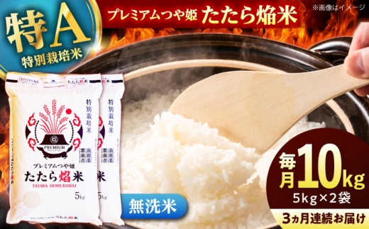 【無洗米】【全3回定期便】令和7年産 プレミアムつや姫「たたら焔米」 10kg（5kg×2袋）むせんまい 無洗米 精米 令和7年度 つや姫 10kg 10kg無洗米 コメ 米 国産 無洗米ごはん 米 お米 おこめ ごはん ムセンマイ 白米 産地直送米 ブランド米 お取り寄せ グルメ ご当地米 10キロ 10kg 5kg×2 定期便 毎月 3回 島根県雲南市/有限会社藤本米穀店 [AIDB145]