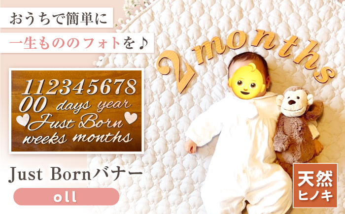 JustBornバナー【oll】 木製 お祝い 出産祝い 記念日 雑貨  / 島根県雲南市 /  Wood Party [AIAI007]