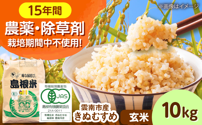 【有機JAS認定】令和7年産 玄米 雲南市産きぬむすめ 10kg 島根県雲南市/佐藤ファーム ｜玄米 コメ 有機栽培 完全無農薬 美味しまね認証 [AIEO007]