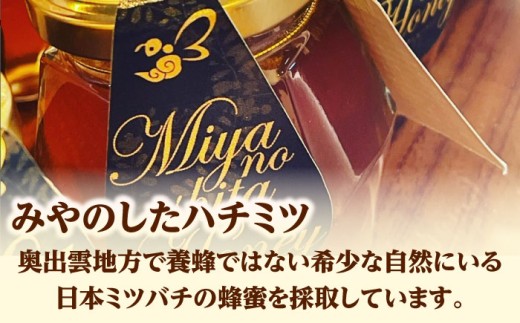 はちみつ 希少な天然日本ミツバチの「はちみつ」 400ml×1個 蜂蜜 国産 日本蜜蜂 ニホンミツバチ 天然 100% 400ml 1個 1本 瓶詰め 生はちみつ 非加熱 完熟 お取り寄せグルメ ご当地グルメ 高級 希少 貴重 贈り物 贈答 人気 おすすめ 送料無料 百花蜜 酵素 栄養 健康 美容 パン ヨーグルト 紅茶 料理 島根県雲南市/みやのしたハチミツ [AICL002]