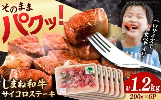 牛肉 ステーキ【訳あり】サイコロステーキ 黒毛和牛 しまね和牛 日本一 和牛 お子様 パクパク 200g×6Ｐ 計1.2kg おすすめ 人気 訳アリ わけあり 不揃い 規格外 国産牛 牛肉 お肉 肉 焼肉 焼き肉 BBQ バーベキュー ご褒美 小分け 便利 簡単調理 時短大容量 こども 子供 家族 ファミリー ストック 保存食 お弁当 おかず 島根県雲南市/有限会社宮本食肉店 [AIDQ005]