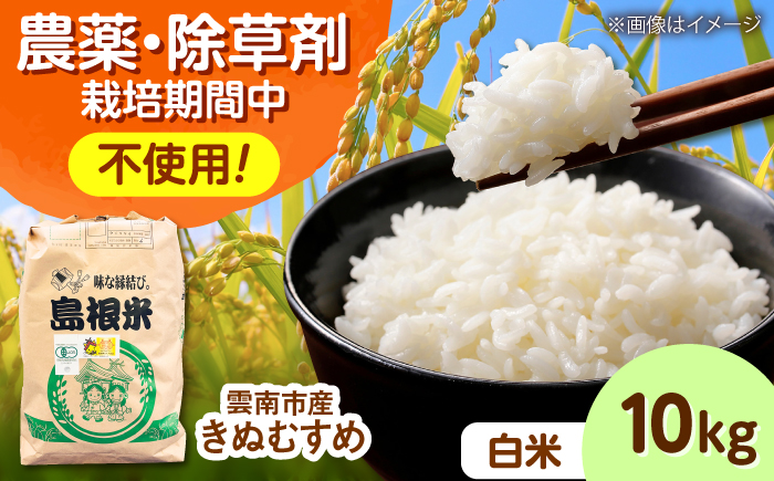 【有機JAS認定】令和7年産 白米 雲南市産きぬむすめ 10kg 島根県雲南市/佐藤ファーム ｜精米 コメ 有機栽培 完全無農薬 美味しまね認証 [AIEO003]