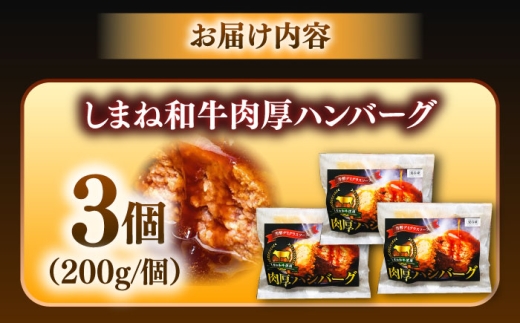 ハンバーグ 【島根のハンバーグといえばコレ!】しまね和牛肉厚ハンバーグ200g×3個 ハンバーグ しまね和牛 小分け 肉 肉厚 和牛 簡単調理 湯煎 人気 お試し おすすめ 冷凍 温めるだけ 惣菜 おかず お弁当 ご当地グルメ お取り寄せ グルメ ギフト 贈り物 プレゼント ご褒美 ディナー 夜食 ストック 保存食 記念日 誕生日 セット 島根県雲南市/株式会社 みやげ山海 [AIDZ001]