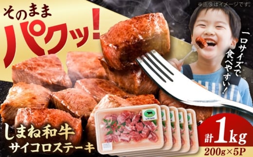 牛肉 ステーキ【訳あり】サイコロステーキ 黒毛和牛 しまね和牛 日本一 和牛 お子様 パクパク 200g×5Ｐ 計1kg おすすめ 人気 訳アリ わけあり 不揃い 規格外 国産牛 牛肉 お肉 肉 焼肉 焼き肉 BBQ バーベキュー ご褒美 小分け 便利 簡単調理 時短大容量 こども 子供 家族 ファミリー ストック 保存食 お弁当 おかず 島根県雲南市/有限会社宮本食肉店 [AIDQ004]