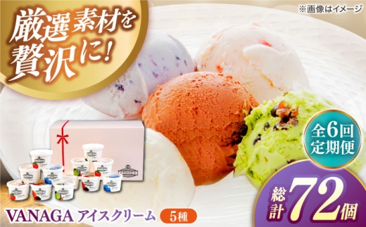 アイスクリーム 【全6回定期便】ご褒美アイスにぴったり！VANAGA 5種類のアイスクリーム12個入り アイスクリーム アイス 6回 6ヶ月 半年 毎月 12個 12個入り 5種 5種類 詰め合わせ セット 食べ比べ デザート スイーツ おやつ ごほうび 木次乳業 バニラ ストロベリー 抹茶あずき ビターチョコ 人気 おすすめ 島根 雲南 島根県雲南市/木次乳業有限会社 [AIBH030]