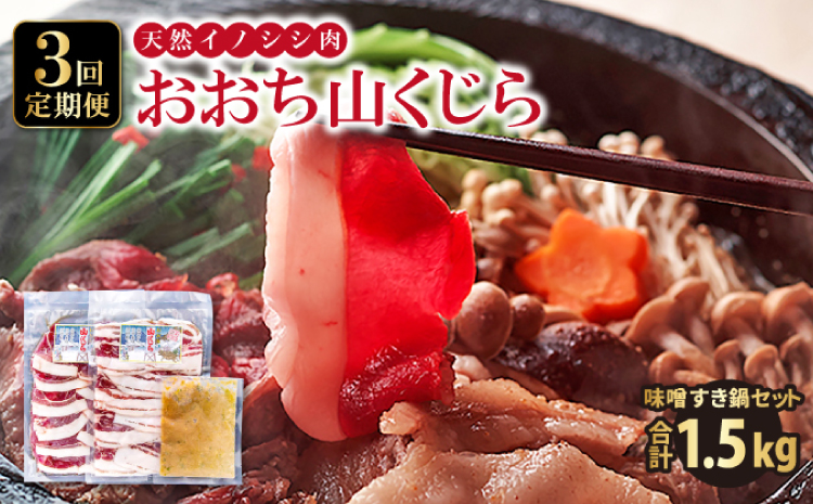 【定期便3回コース】おおち山くじら（イノシシ肉） 味噌すき鍋セット 約500g【冬猪肉 ロース 200g 夏猪肉 モモ 200g 肉 猪肉 いのしし肉 イノシシ肉 鍋 すき鍋 ぼたん鍋 味噌 みそ ミソ ジビエ鍋 冷凍】