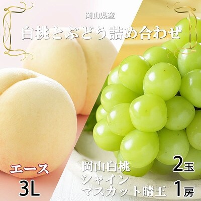 【先行受付】岡山県産　岡山白桃エース3L300g×2玉・シャインマスカット晴王600g×1房　詰合【配送不可地域：離島・北海道・沖縄県】【1308769】