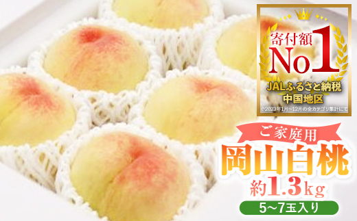 【先行予約 7月より発送予定】晴れの国岡山県産 白桃 (ご家庭用) 5〜7玉入り 桃 果物 フルーツ ピーチ 岡山 岡山県産 TY0-0318