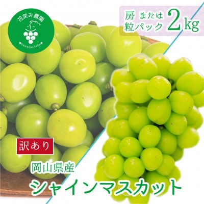 【2026年先行受付】岡山　花笑み農園の『訳ありシャインマスカット』2kg　WS-2【配送不可地域：離島・北海道・沖縄県】【1593500】