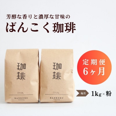 【毎月定期便】芳醇な香りと濃厚な甘味の珈琲 計1kg粉×全6回【4055738】
