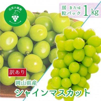 【2026年先行受付】岡山　花笑み農園の『訳ありシャインマスカット』1kg　WS-1【配送不可地域：離島・北海道・沖縄県】【1628321】