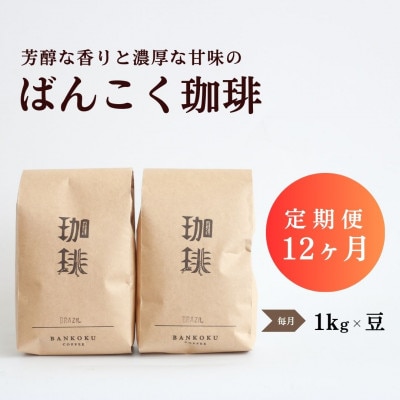 【毎月定期便】芳醇な香りと濃厚な甘味の珈琲 計1kg豆×全12回【4055773】