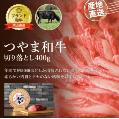 【岡山県産黒毛和牛】つやま和牛切り落とし400g【配送不可地域：離島】【1402085】