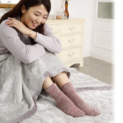 着る岩盤浴BSファイン　しっとりぽかぽかソックス【Mサイズ/ピンク】【1383988】