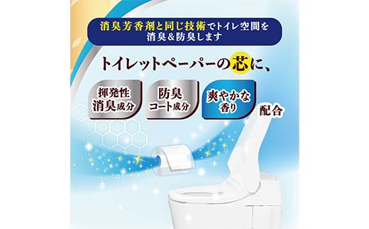 エリエール消臭＋トイレットティシュー 芯からしっかり香るフレッシュクリアの香り 12R（ダブル） 12R×6パック (72個) 日用品 備蓄品 防災 消耗品 TY0-0951